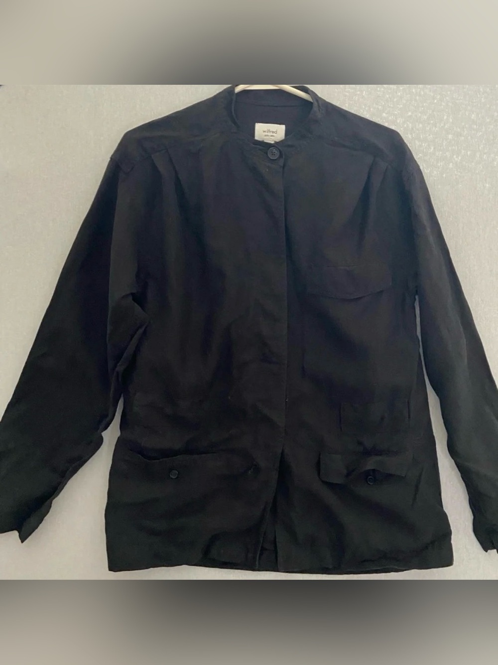 Aritzia Wilfred Womens Nicolet  Linen Lyocell Utility Jacket Black Size M